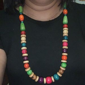 Long wood necklace.